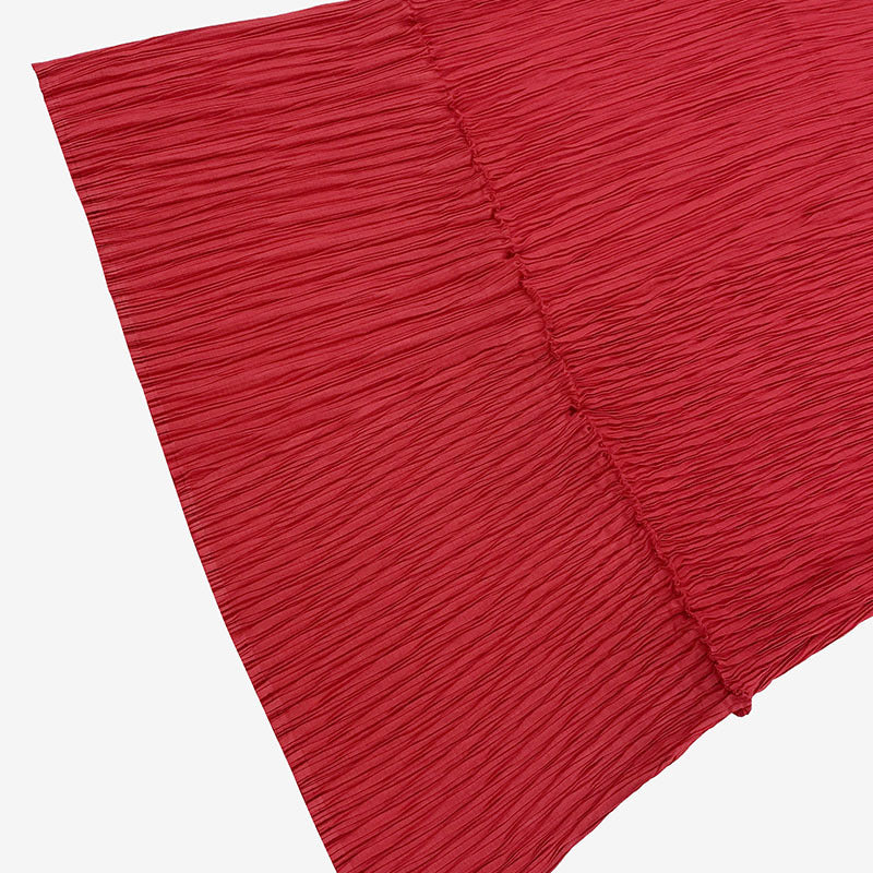 Pleated Fish Scale Maxi Dress – Solid Color Long Sleeve Elegance