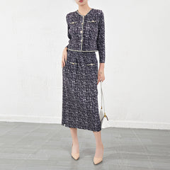 Pleated Short Jacket Two-Piece Set – Chic Women’s Outfit