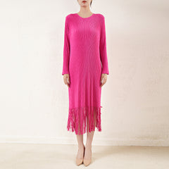 Pleated Knitted Tassel Skirt Dress – Chic and Elegant Women’s Outfit