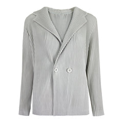 Pleats Please Double-Breasted Blazer – Loose Fit Pleated Jacket