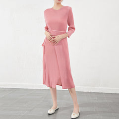 Pleated Garden Collar Slim Fit Dress – Elegant and Modern Style for Women