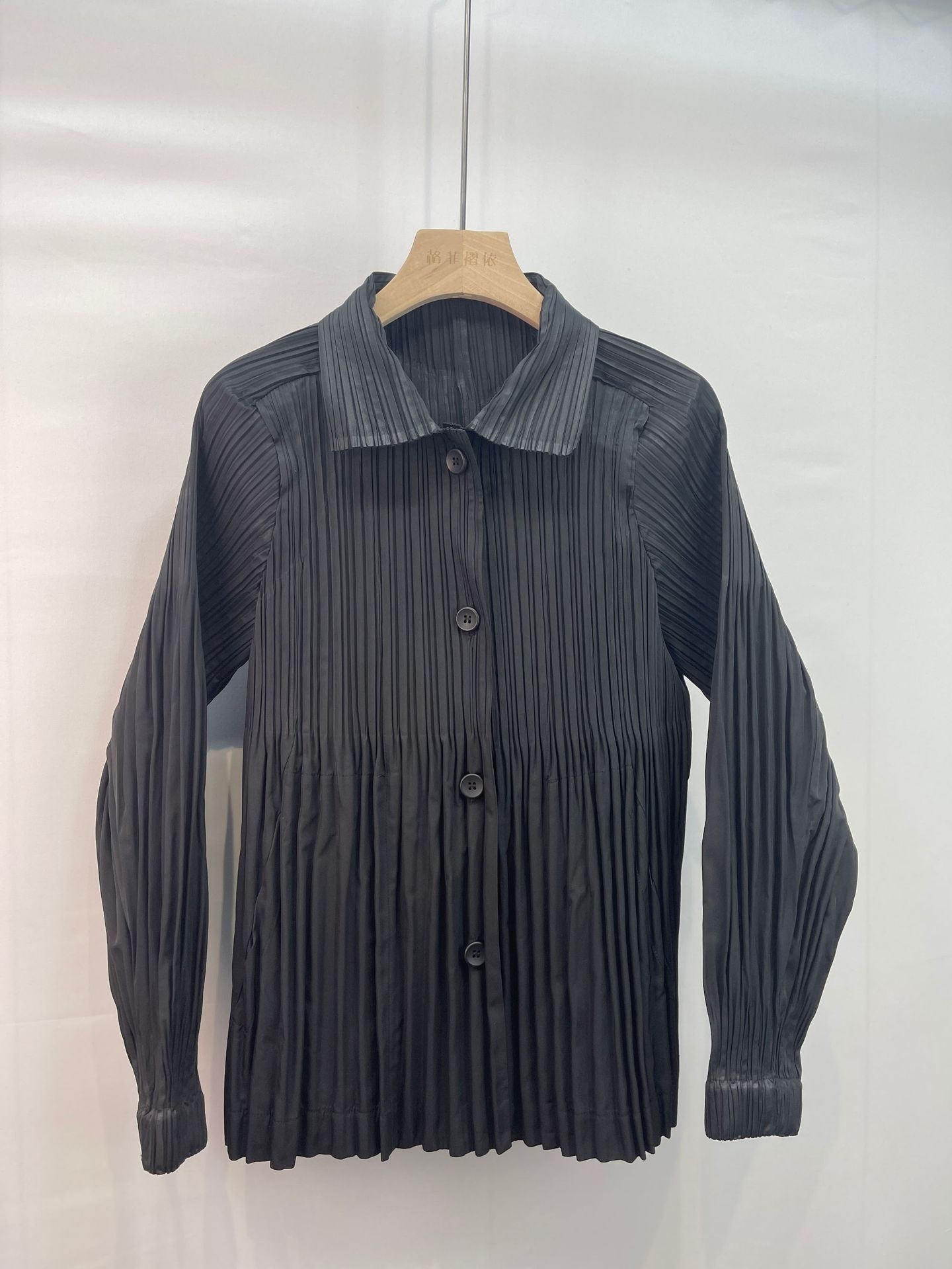 Pleated Trench Coat – Loose Fit Solid Color Cardigan