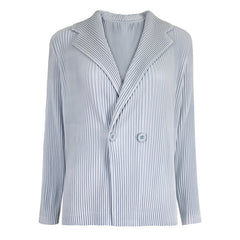 Pleats Please Double-Breasted Blazer – Loose Fit Pleated Jacket