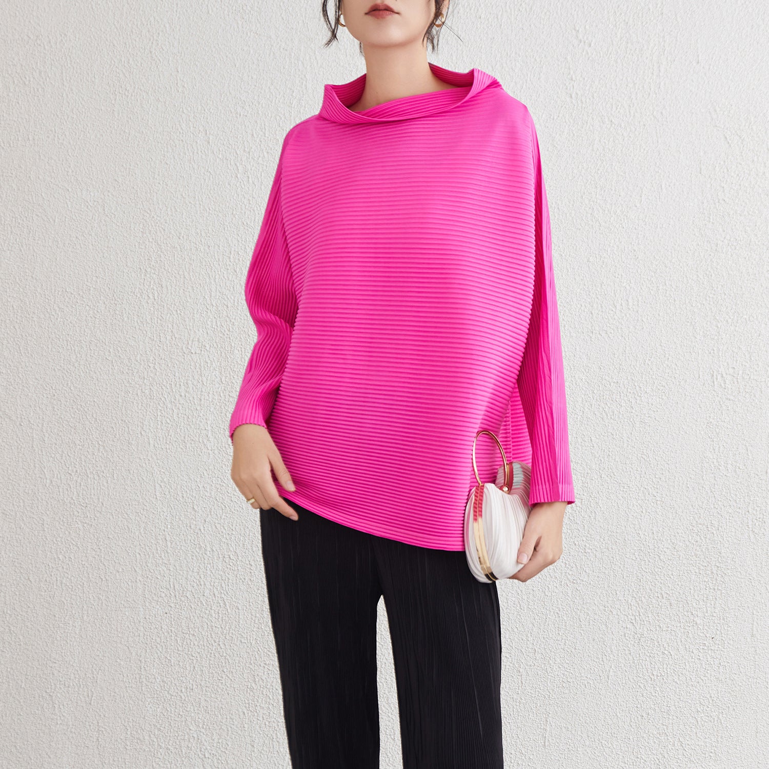 Pleats Please High-Neck Sweatshirt – Long-Sleeve Pleated Casual Top
