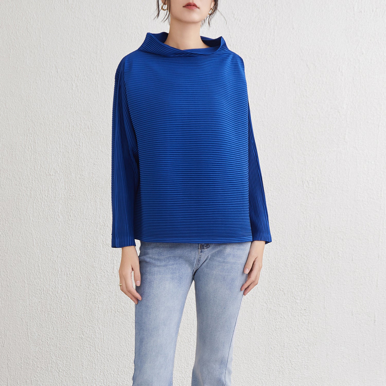 Pleats Please High-Neck Sweatshirt – Long-Sleeve Pleated Casual Top
