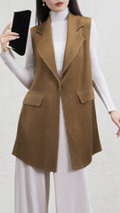 Pleated Slim-Fit Sleeveless Vest – Chic Modern Women’s Top