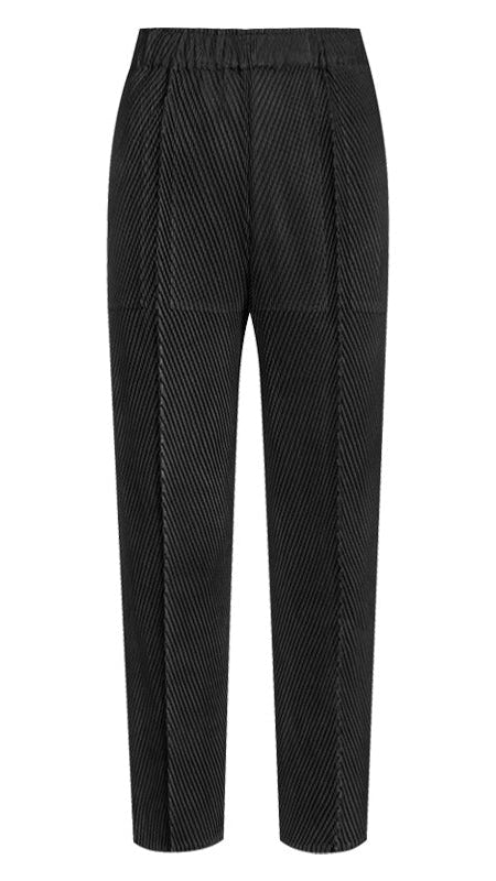 Pleated Fish Scale Pants – Casual Loose Slimming Solid Trousers