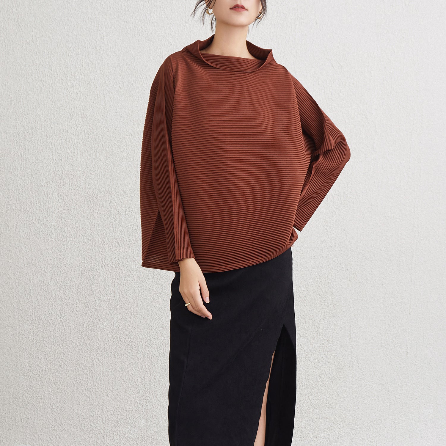 Pleats Please High-Neck Sweatshirt – Long-Sleeve Pleated Casual Top