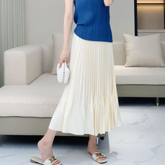 Issey Miyake Pleats Please Style 緞面荷葉邊百褶夏季半身裙