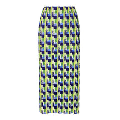 Pleated Houndstooth A-Line Skirt – Elegant Mid-Length Women’s Style