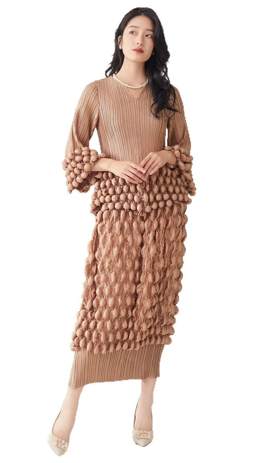 Pleats Please Two-Piece Set – Pleated T-Shirt Top & Skirt for Spring