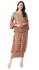 Pleats Please Two-Piece Set – Pleated T-Shirt Top & Skirt for Spring