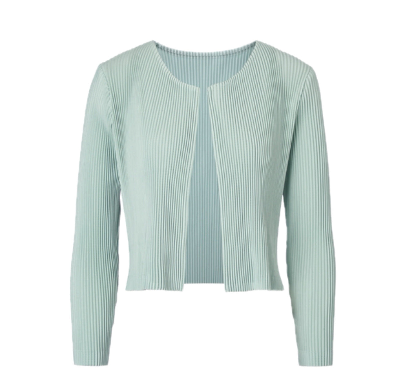 2025 Pre-Fall Pleated Two-Piece Set – Solid Color Long-Sleeve Cardigan & Elegant Dress