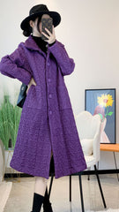 2025 Fall Winter Pleated Cotton Jacket – Stand Collar, Mid-Length, Thickened Warm Casual Coat for Women