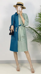 2025 Plus-Size Pleated Cardigan Dress – Loose Fit, Casual Slimming Style for Women