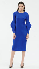 Pleated Elegant Maxi Dress – Slim High-End Women’s Fashion