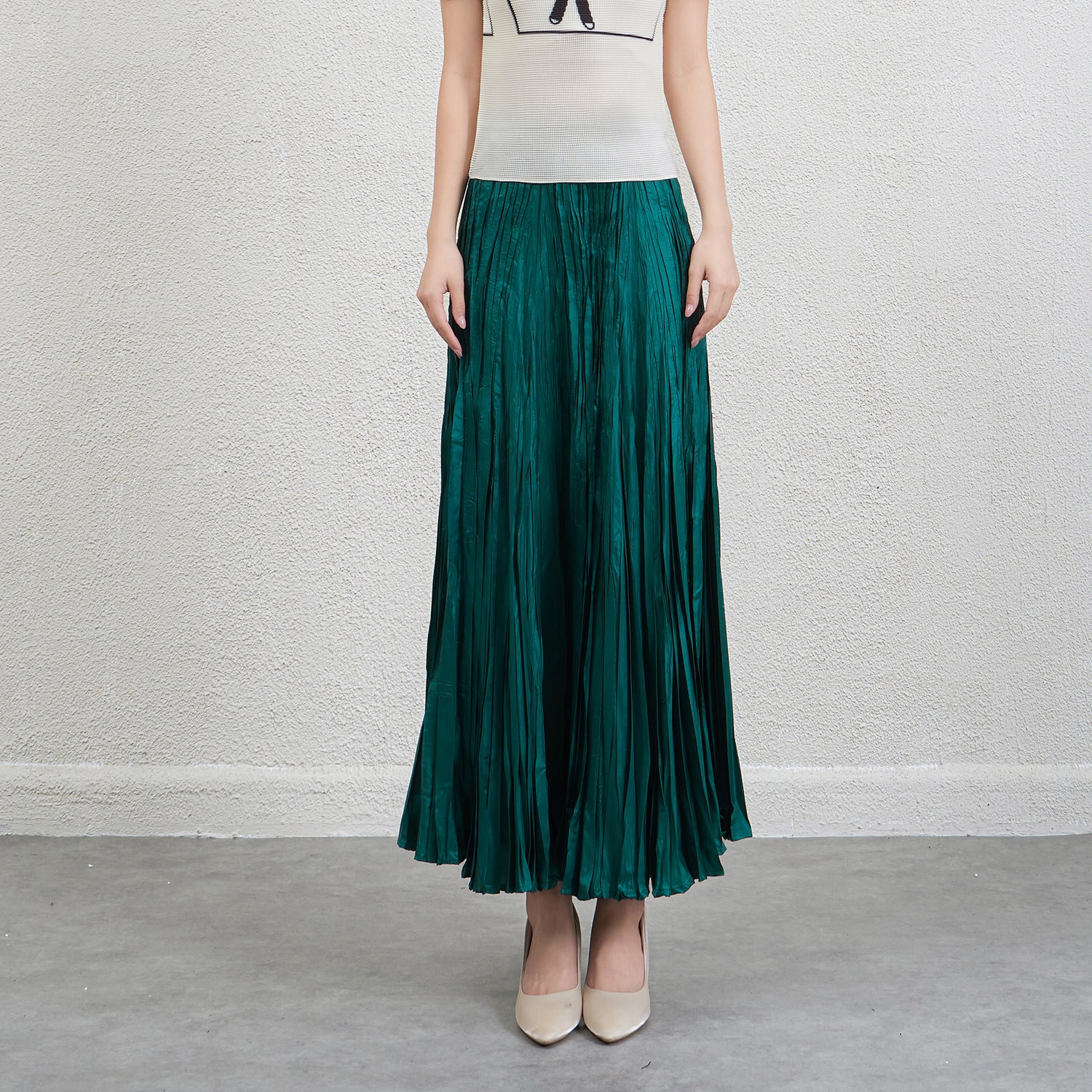Pleated Irregular A-Line Midi Skirt – Handmade Elegant Women’s Style