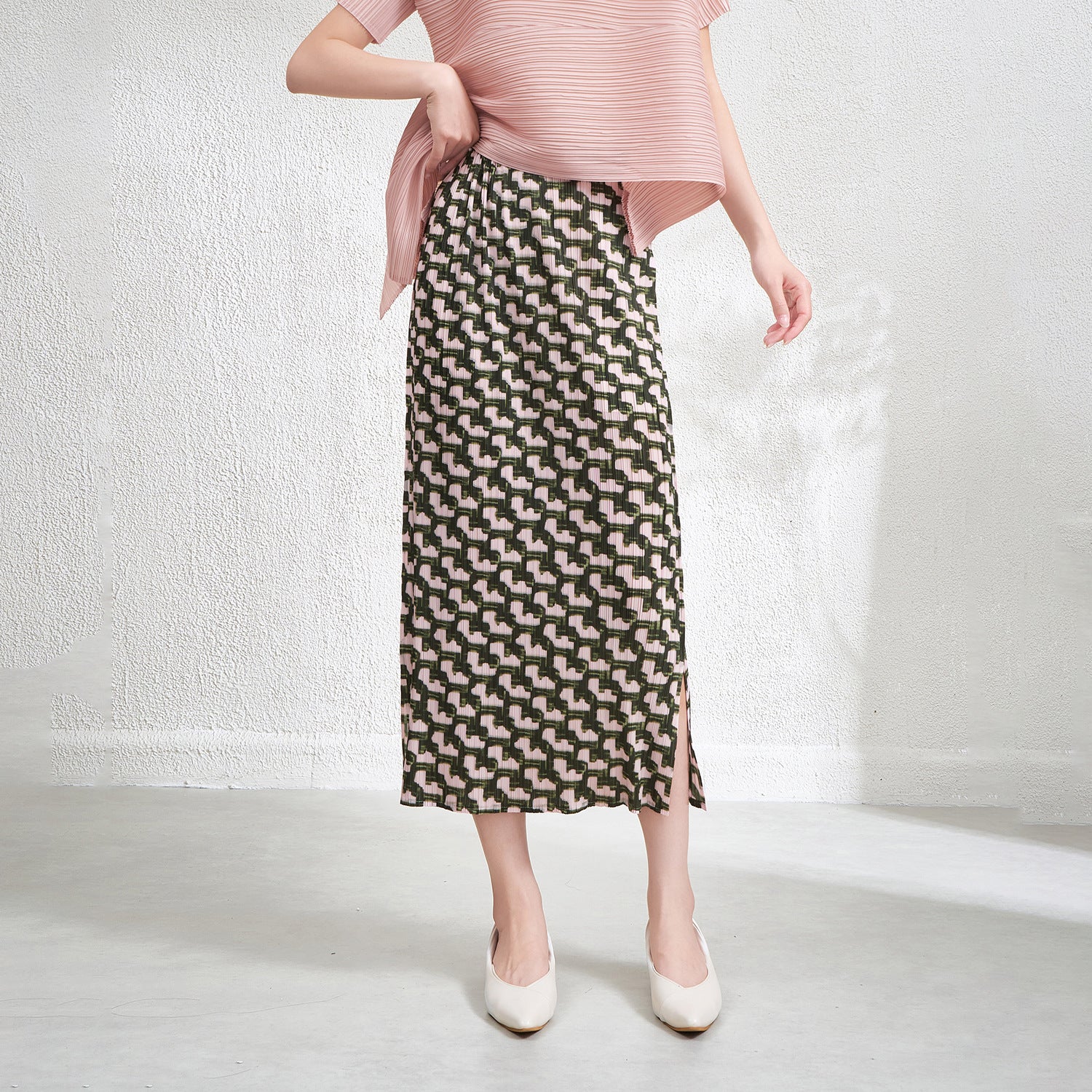 Pleats Please Summer Two-Piece Set – Pleated Top & Skirt Outfit