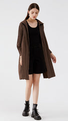 Pleats Please Zipper Windbreaker – Pleated Mid-Length Trench Coat