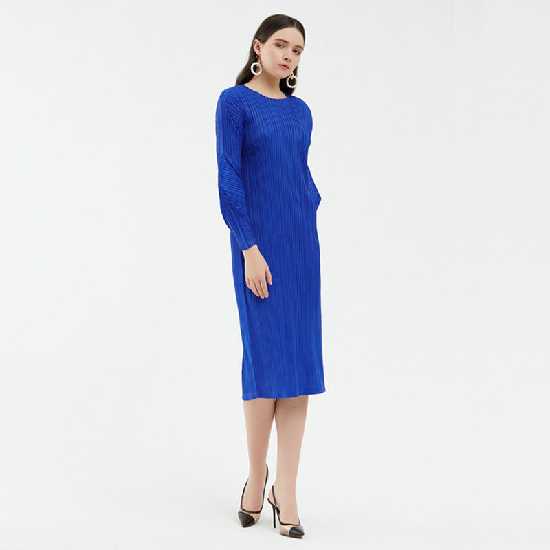 Pleated Elegant Maxi Dress – Slim High-End Women’s Fashion