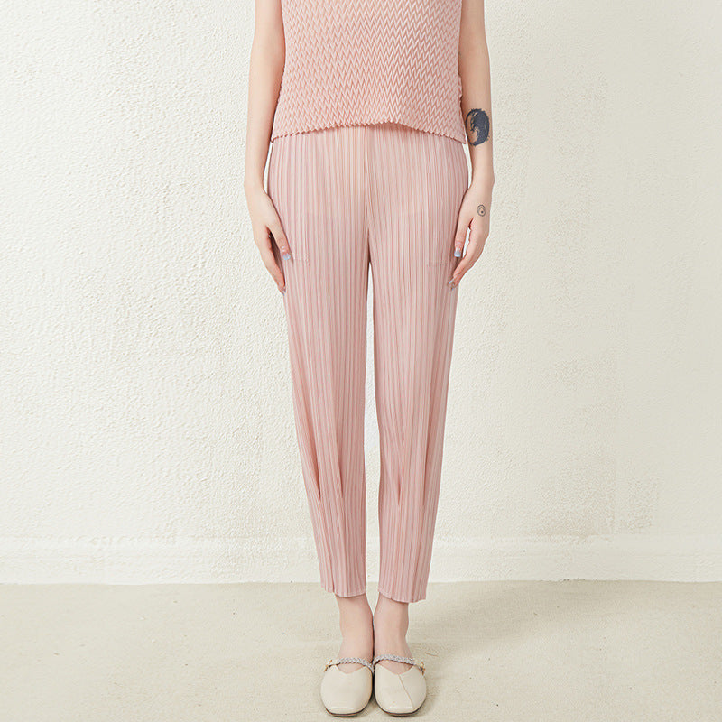 Pleats Please Cropped Harem Pants – Slimming Pleated Casual Style