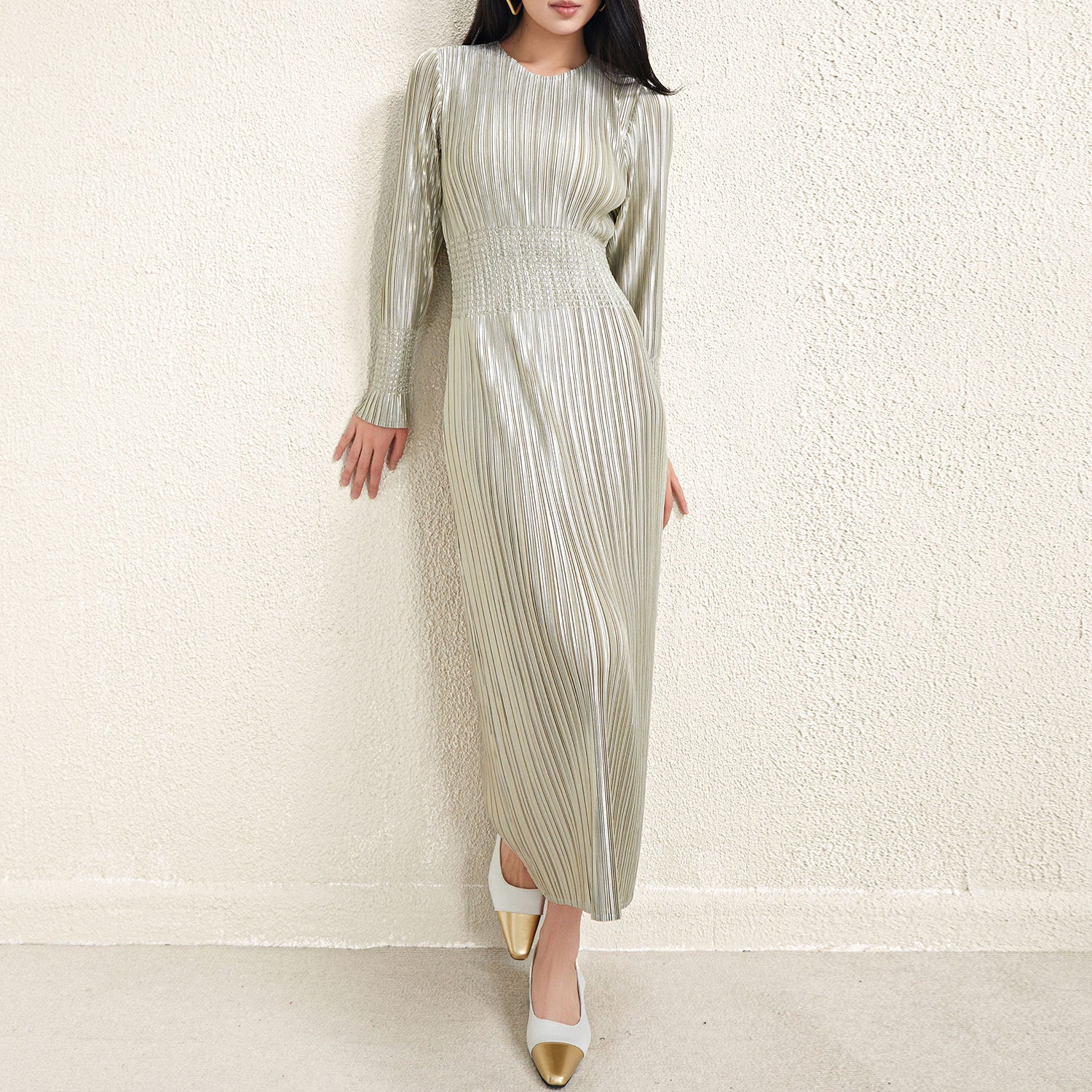 Pleats Please Waist-Pleated Dress – Elegant Long Pleated Skirt Style