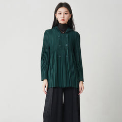 Pleats Please Hooded Cardigan Jacket – Loose Casual Pleated Outerwear