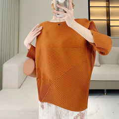 Pleated Top – Asymmetrical Folded Slim Fit Thick Fabric