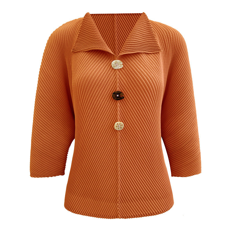 Women’s Fall Pleated T-Shirt – Casual Comfortable Top