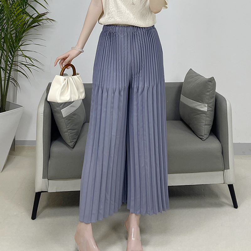 2025 Fall Winter Pleated Wide-Leg Pants – Cropped Casual Style, Plus-Size Friendly Loose Fit for Women