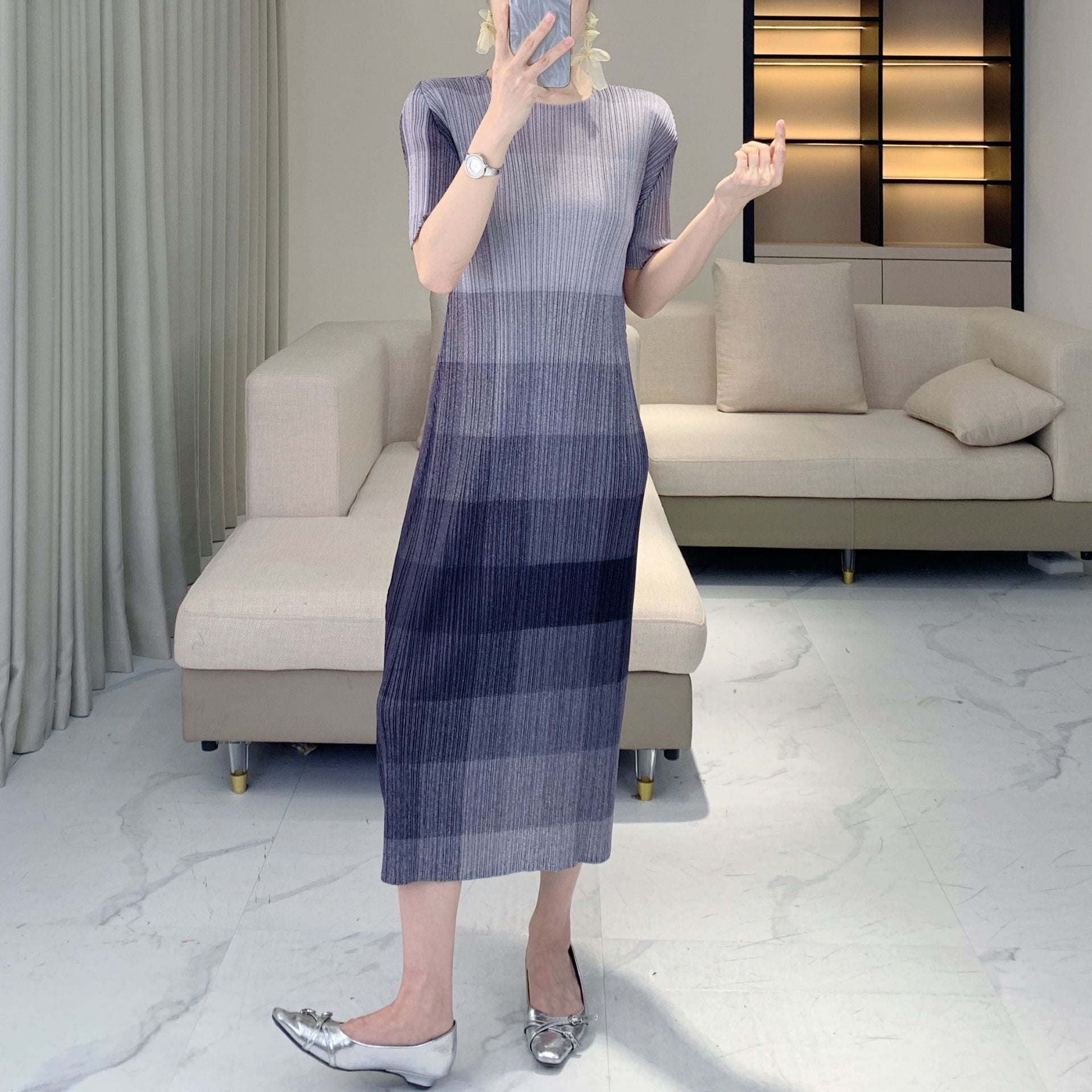 Issey Miyake Pleats Please Style – 拼色多巴胺褶皺連身裙
