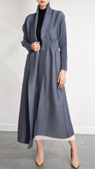 Pleated Midi Shawl Cardigan Coat – Elegant Lightweight Layer for Women