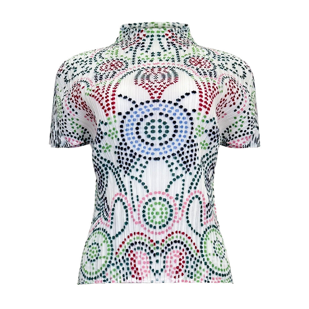 Boho Two-Piece Set – Printed Short Sleeve Top and Loose Skirt