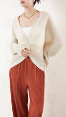 Pleated Batwing Sleeve Cardigan Top – Lightweight and Stylish Layer for Women