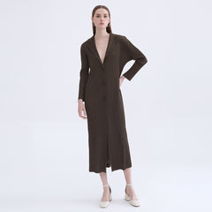 Elongated casual draped Miyake fashion cardigan top 2025 new pleated casual loose coat