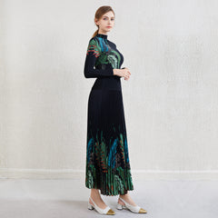 Pleated Contrast Print Two-Piece Set – Stylish Top and Skirt Outfit