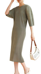 Pleated Summer Dress – Loose Fit, Casual Slimming Style for Women