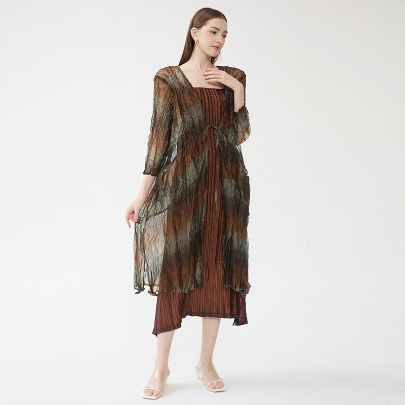 2025 spring/summer new small fragrance dress winter women's design long-sleeved pleated fashion slim two-piece set
