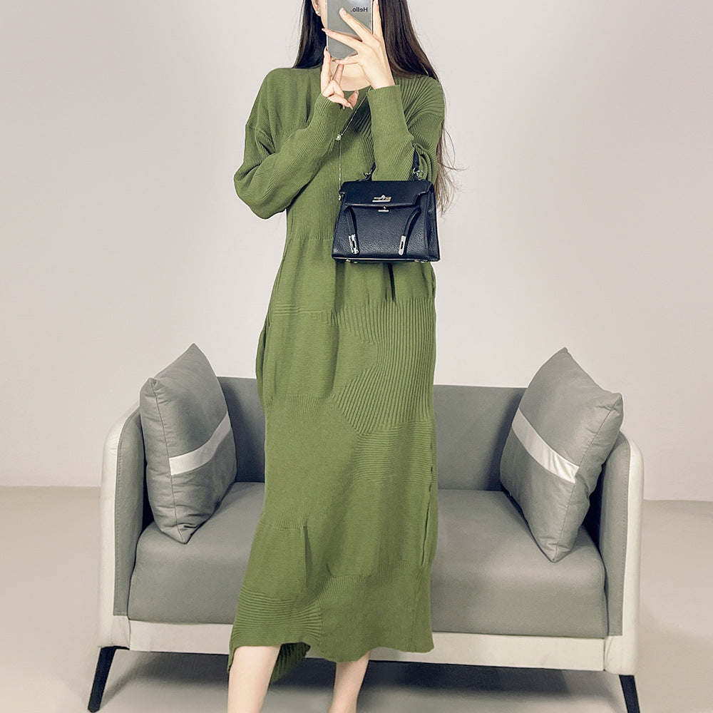 2025 Fall Winter Pleated Knit Sweater Dress – Soft Fluffy Comfort, Breathable Casual Style for Women