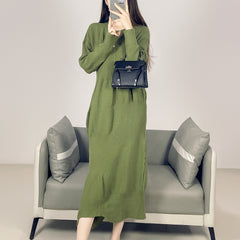 2025 Fall Winter Pleated Knit Sweater Dress – Soft Fluffy Comfort, Breathable Casual Style for Women