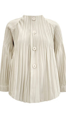 Women’s Fall Pleated Short Jacket – Slim Fit Single-Breasted Top