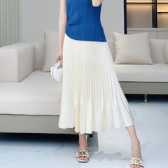 Issey Miyake Pleats Please Style 緞面荷葉邊百褶夏季半身裙