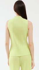 Pleats Summer Slim Sleeveless High-Neck Pleated Vest – Elegant Basic Top