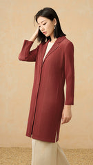 2025 Fall Winter Suit Collar Mid-Length Coat – V-Neck, Loose Fit, Elegant Commuting Style
