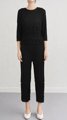 Pleats Please Wide-Leg Pants Set – Pleated Two-Piece Outfit for Women