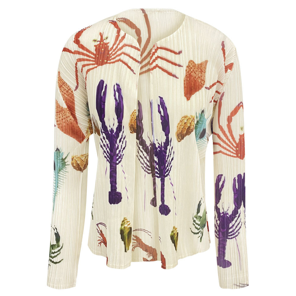 Pleats Please Summer Cardigan Coat – Lightweight Printed Pleated Jacket and dress two piece