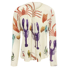 Pleats Please Summer Cardigan Coat – Lightweight Printed Pleated Jacket and dress two piece