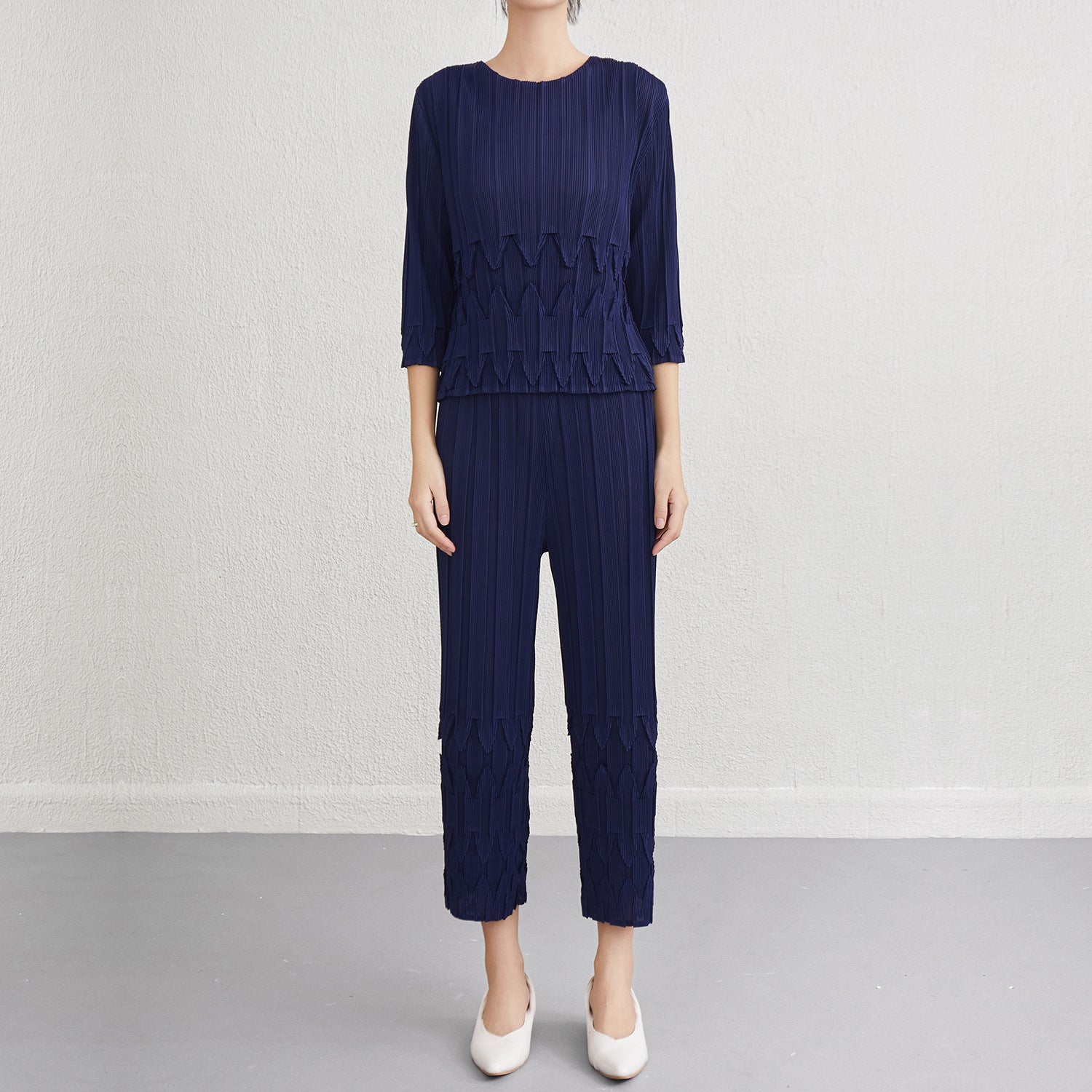 Pleats Please Wide-Leg Pants Set – Pleated Two-Piece Outfit for Women