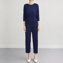 Pleats Please Wide-Leg Pants Set – Pleated Two-Piece Outfit for Women
