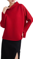 Pleats Please High-Neck Sweatshirt – Long-Sleeve Pleated Casual Top